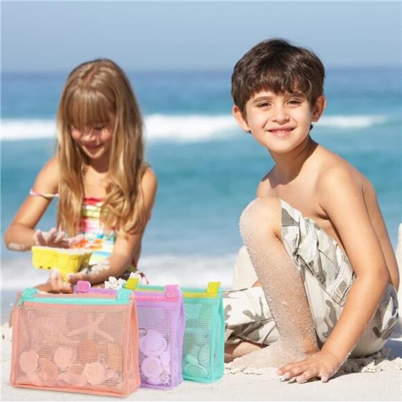 Beach Toy Mesh Beach Bag Kids Shell Collecting Bag Beach Toy Shells Beach Toys - Picture 6 of 7